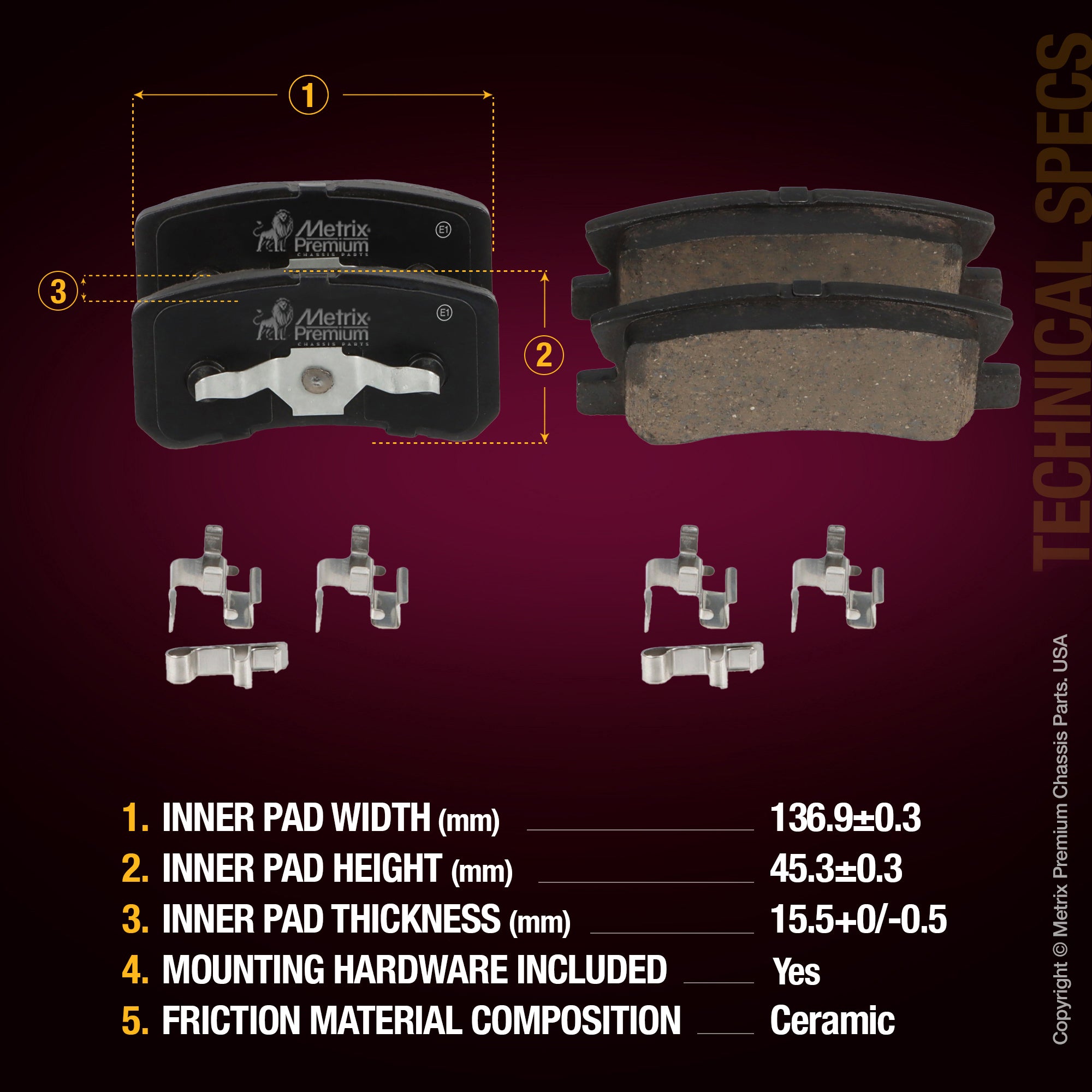 Metrix Premium Front & Rear Brake Pad Kit 95817MT suspension steering brake parts