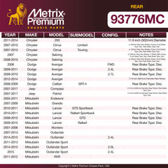 Metrix Premium Rear Disc Brake Pad Set 93776MC OEM fit spare parts