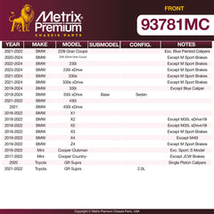Metrix Premium Front Disc Brake Pad Set 93781MC OEM fit spare parts