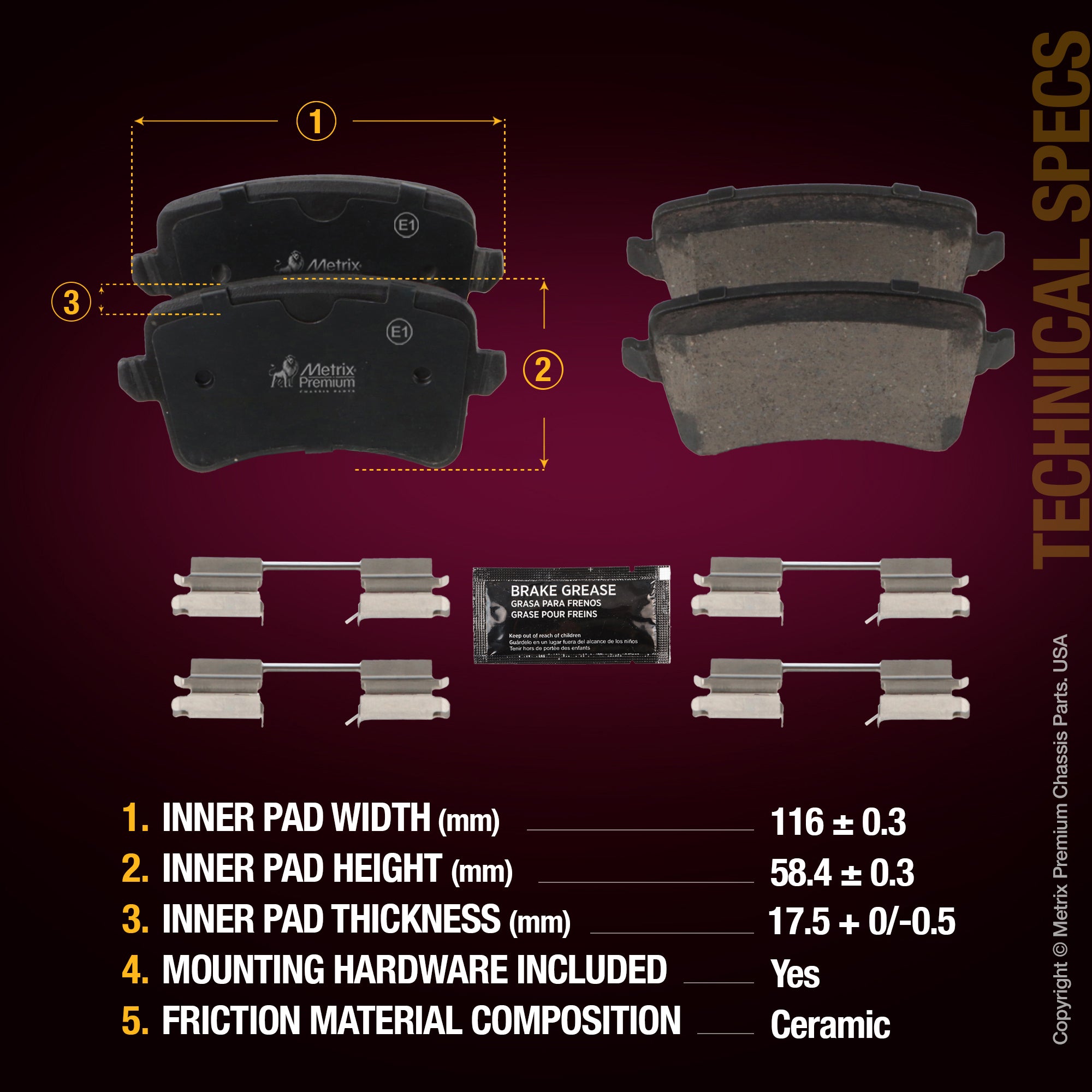 Metrix Premium Rear Disc Brake Pad Set 93782MC aftermarket car parts