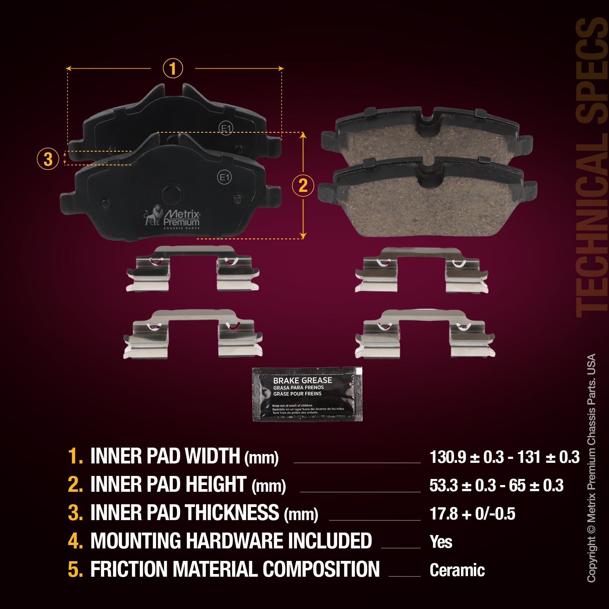 Metrix Premium Front Disc Brake Pad Set 93783MC aftermarket car parts