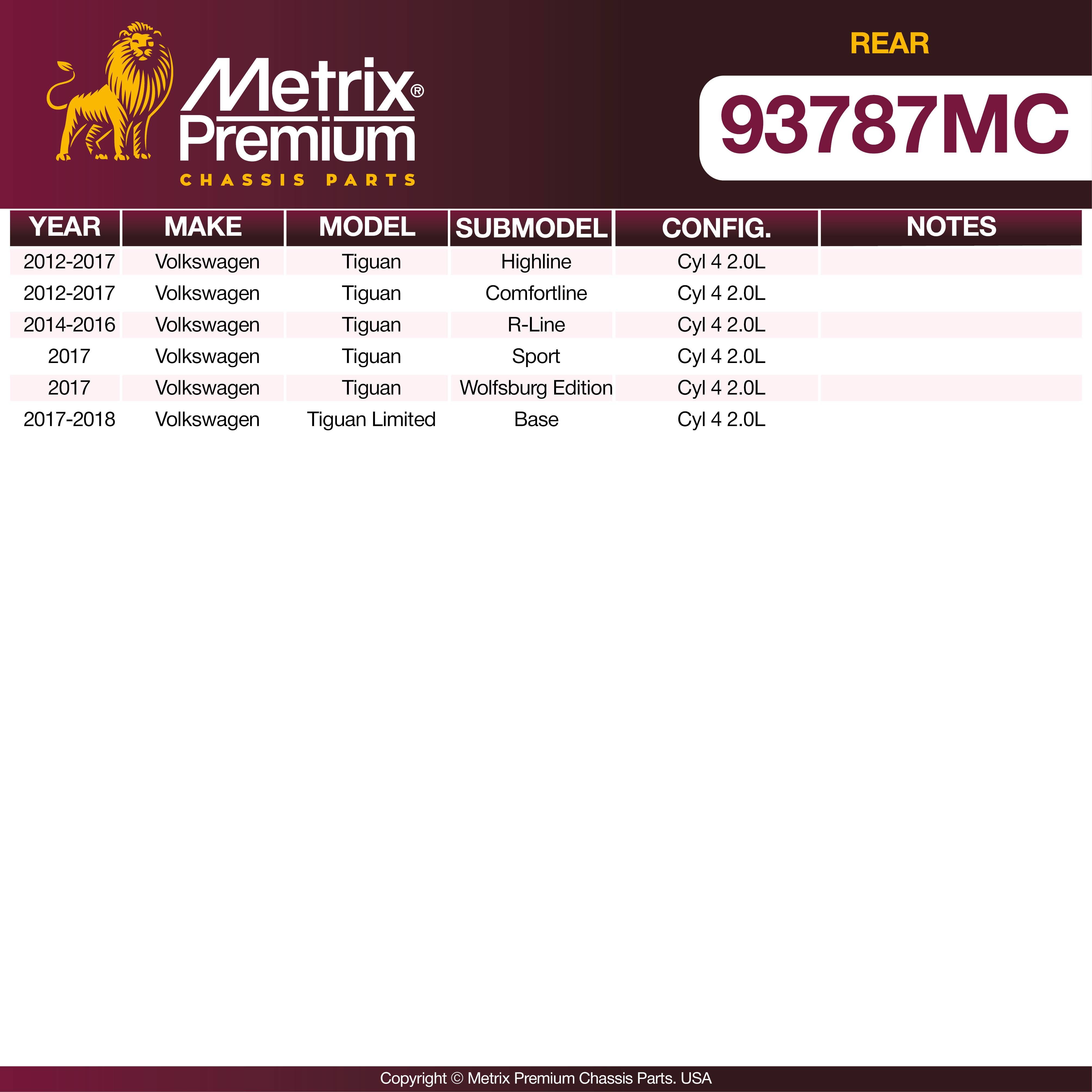 Metrix Premium Rear Disc Brake Pad Set 93787MC suspension steering brake parts