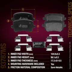 Metrix Premium Chassis Parts Rear Disc Brake Pad Set 93787MS aftermarket car parts