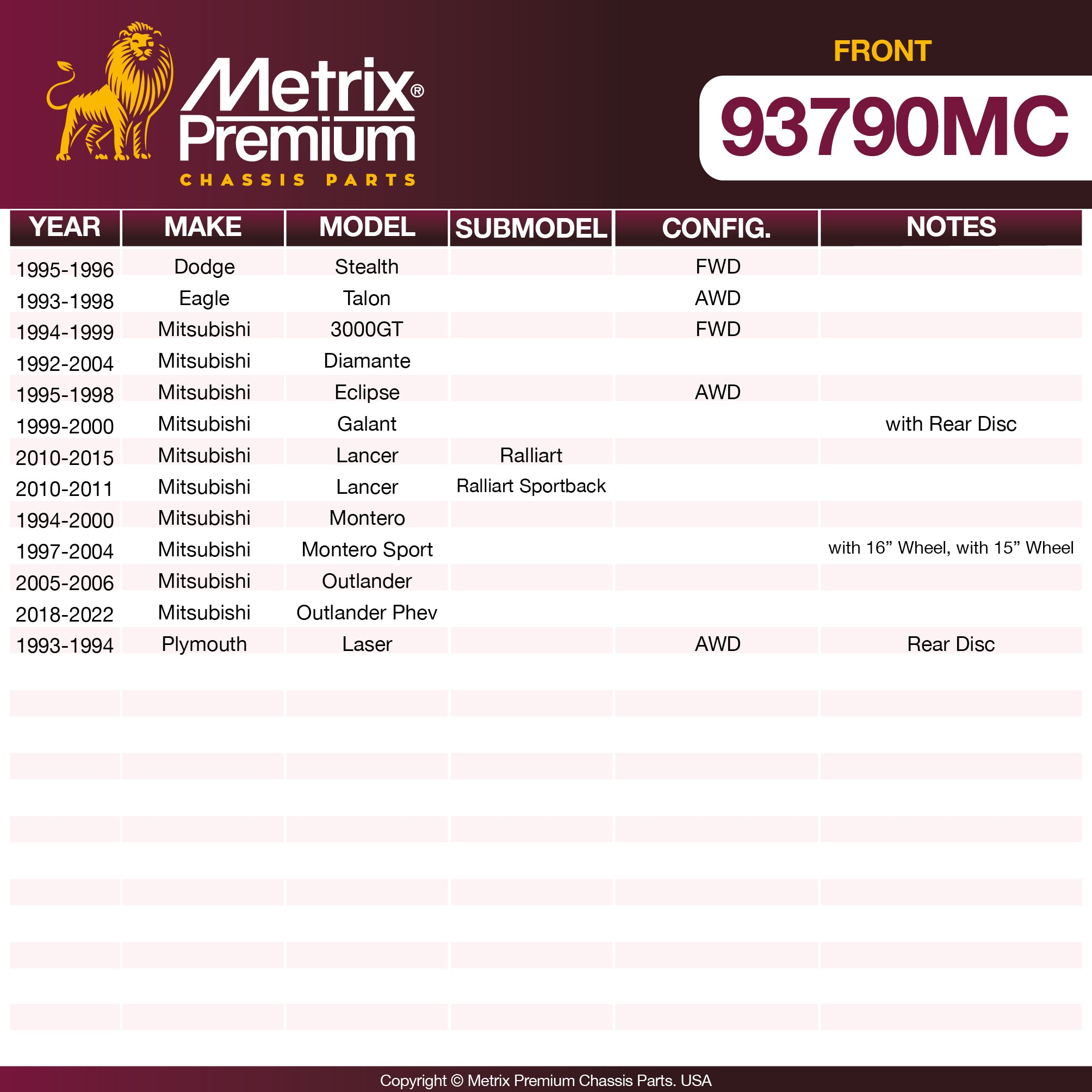 Metrix Premium Chassis Parts  suspension steering brake parts