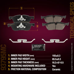 Metrix Premium Front Disc Brake Pad Set 93795MC aftermarket car parts