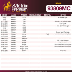 Metrix Premium Rear Disc Brake Pad Set 93809MC OEM fit spare parts
