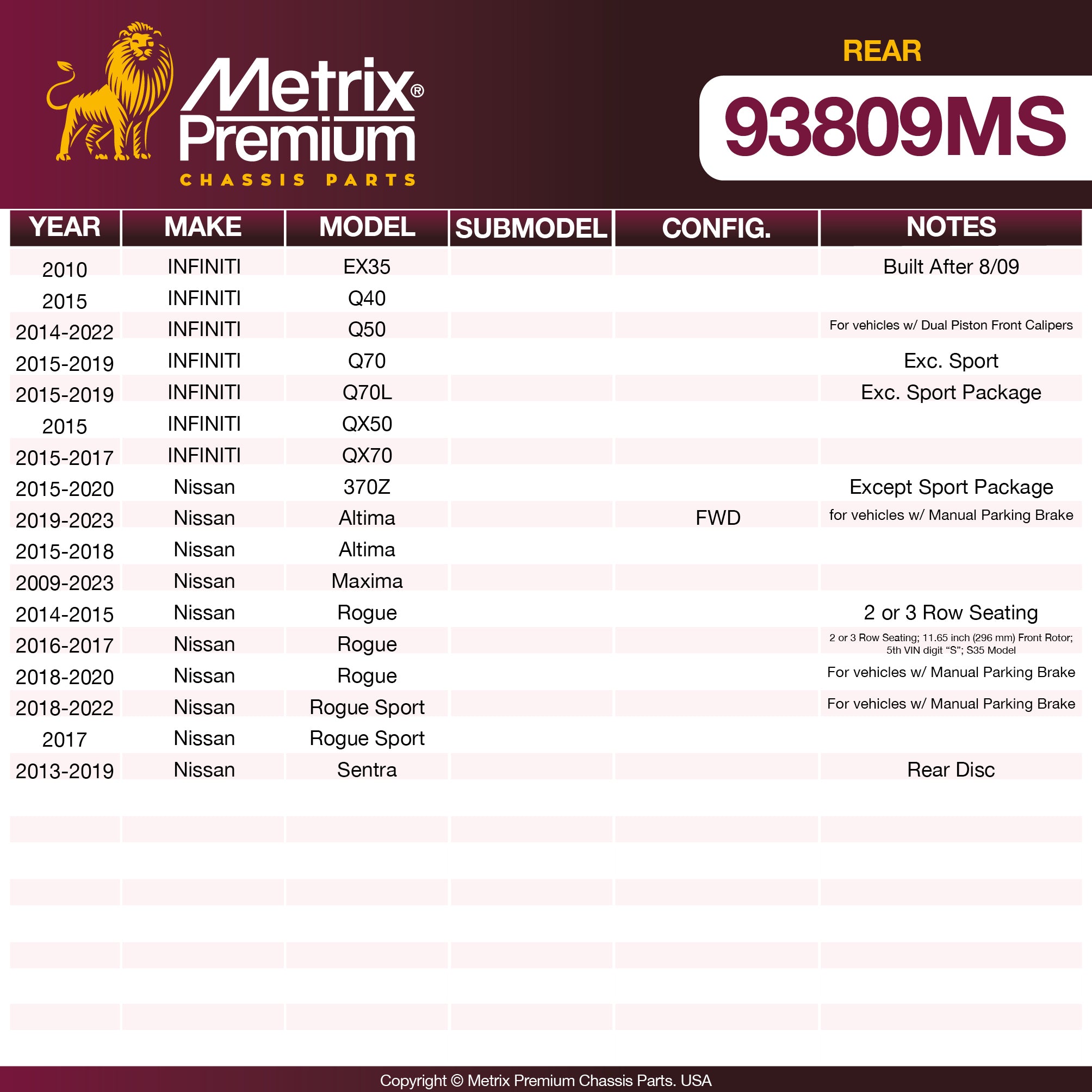 Metrix Premium Chassis Parts  suspension steering brake parts