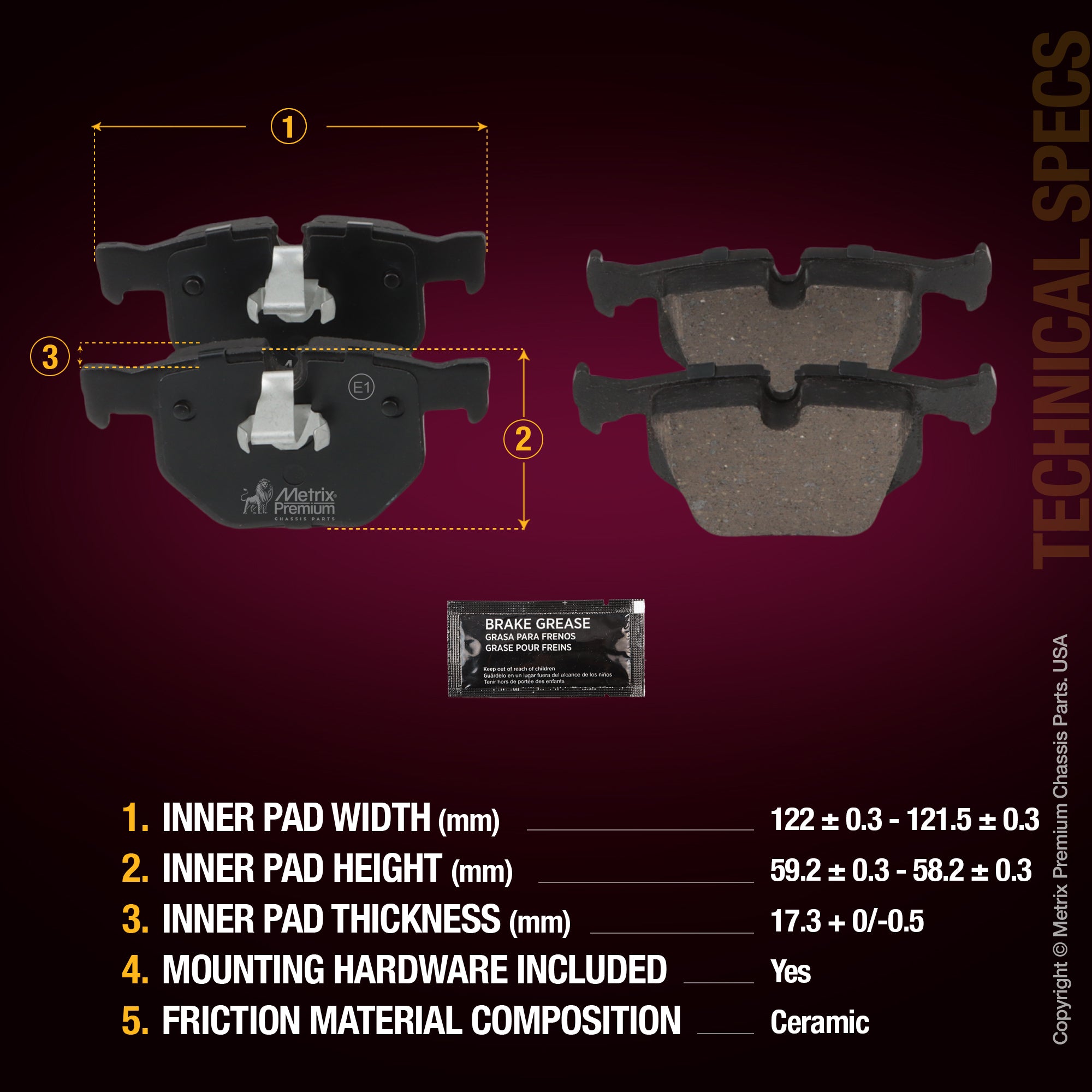 Metrix Premium Rear Disc Brake Pad Set 93820MC suspension steering brake parts