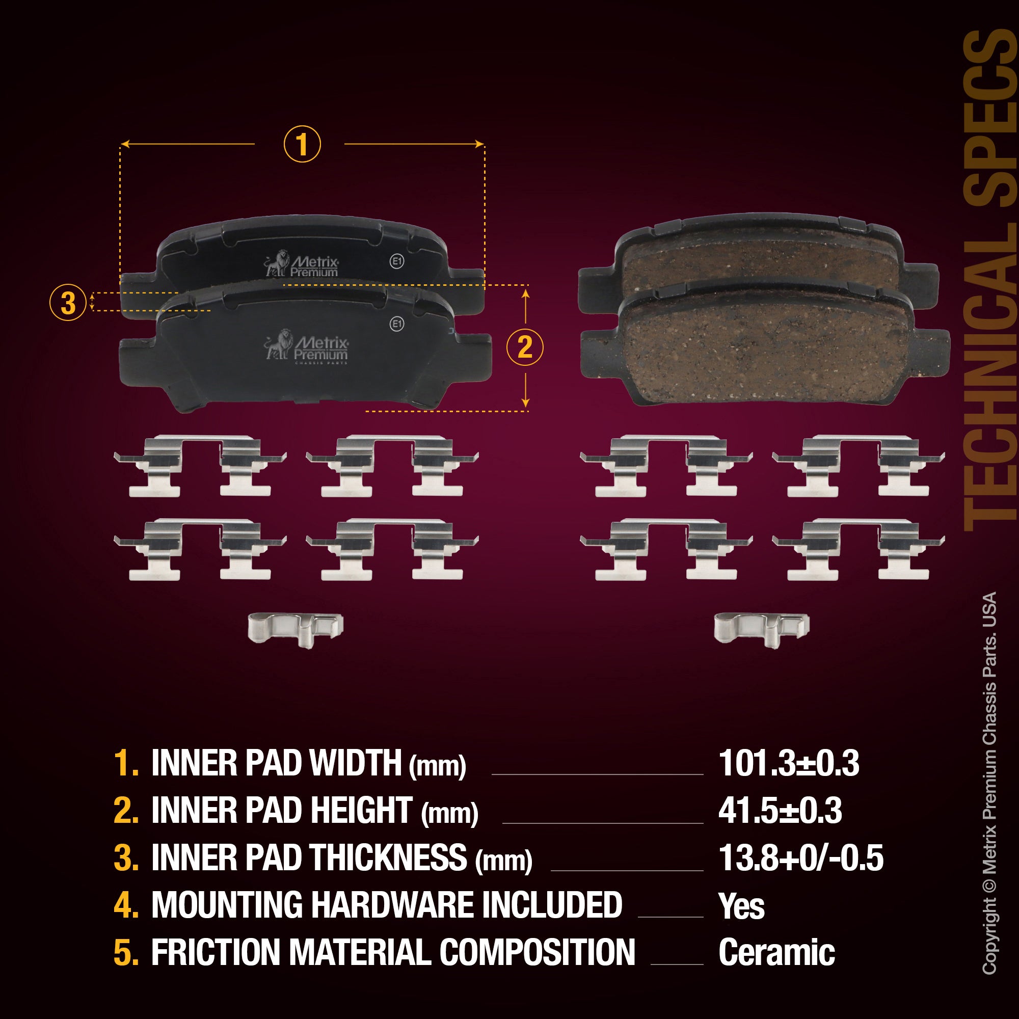 Metrix Premium Rear Disc Brake Pad Set 93822MC aftermarket car parts