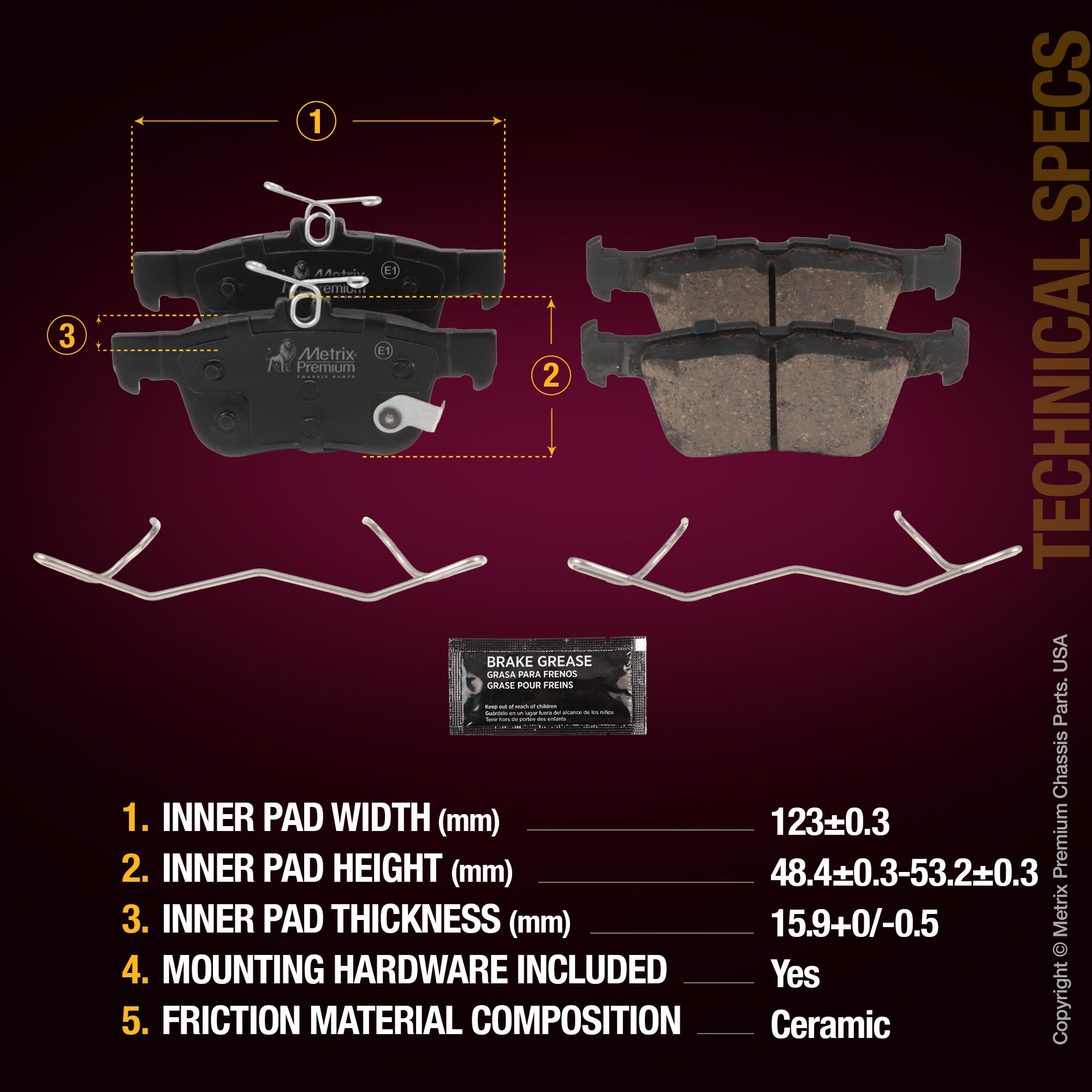 Metrix Premium Rear Disc Brake Pad Set 93842MC aftermarket car parts