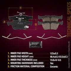 Metrix Premium Rear Disc Brake Pad Set 93842MC aftermarket car parts