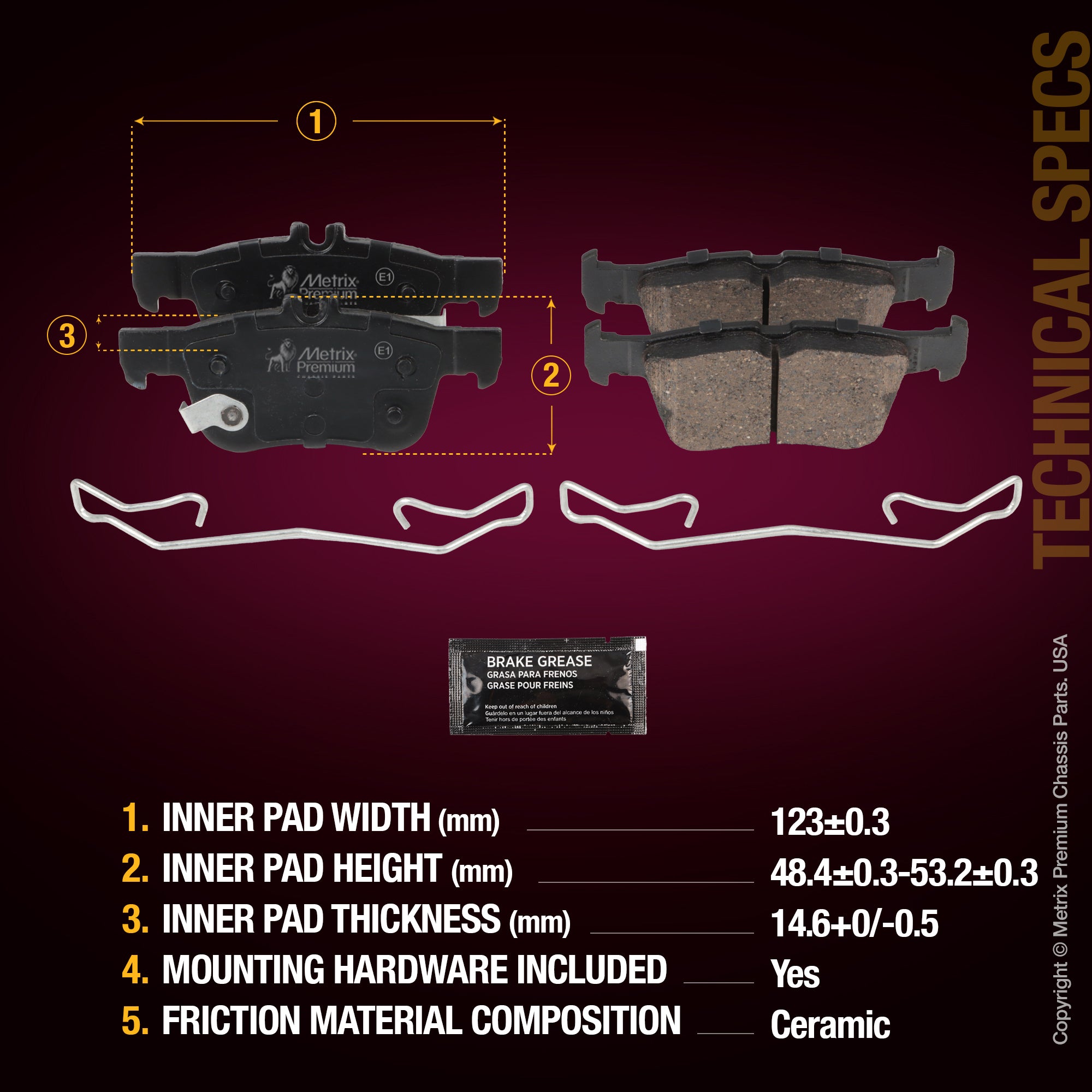 Metrix Premium Rear Disc Brake Pad Set 93843MC aftermarket car parts