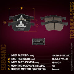 Metrix Premium Front Disc Brake Pad Set 93844MC aftermarket car parts