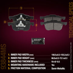 Metrix Premium Chassis Parts Front Disc Brake Pad Set 93844MS aftermarket car parts