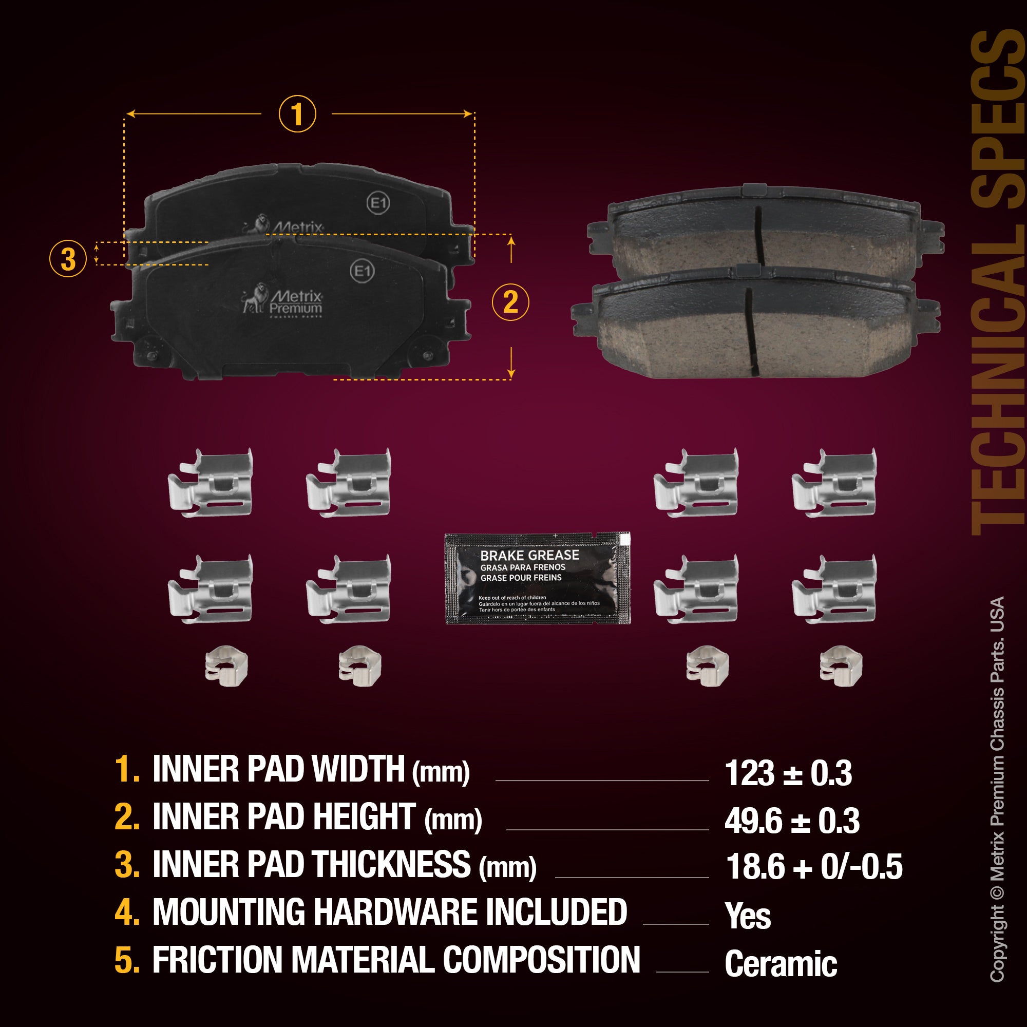 Metrix Premium Front Disc Brake Pad Set 93852MC aftermarket car parts