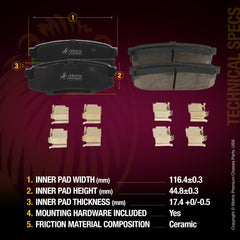 WHAT'S IN THE KIT: 2x Rear Brake Rotor 09.A967.10, 1x Rear Ceramic Brake Pad Set D1304