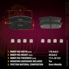 Metrix Premium Rear Semi-Metallic Disc Brake Pad Set 93864MS OEM fit spare parts