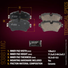 Metrix Premium Front Disc Brake Pad Set 93881MC aftermarket car parts