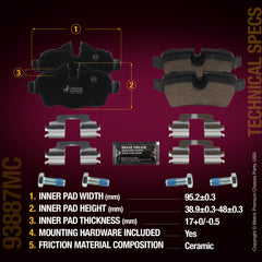 Metrix Premium Chassis Parts Rear Disc Brake Pad Set 93887MC aftermarket car parts