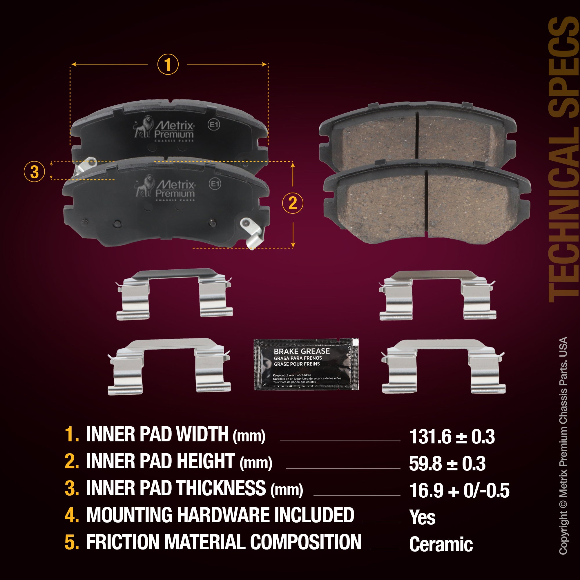 Metrix Premium Front Disc Brake Pad Set 93890MC aftermarket car parts