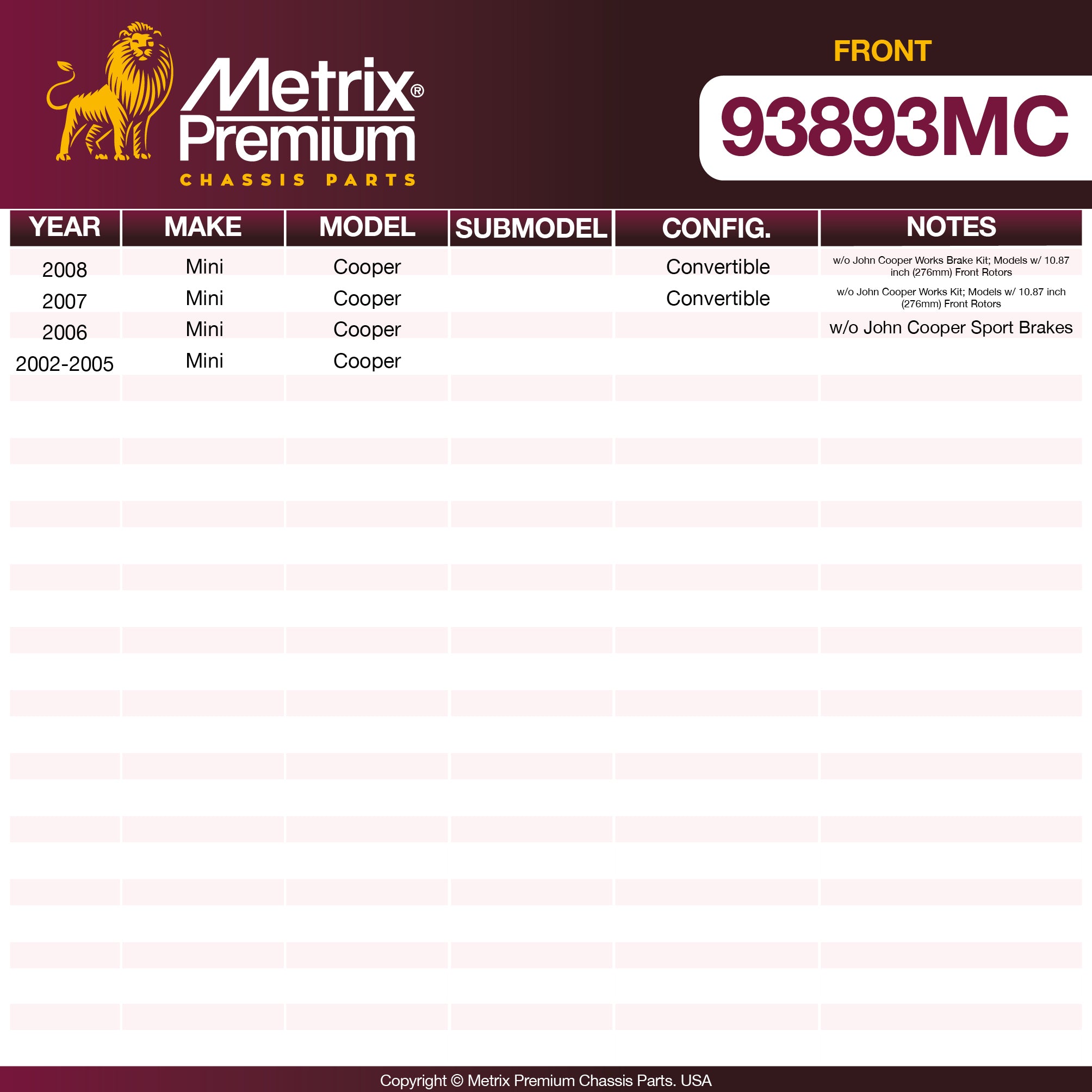 Metrix Premium Chassis Parts  suspension steering brake parts