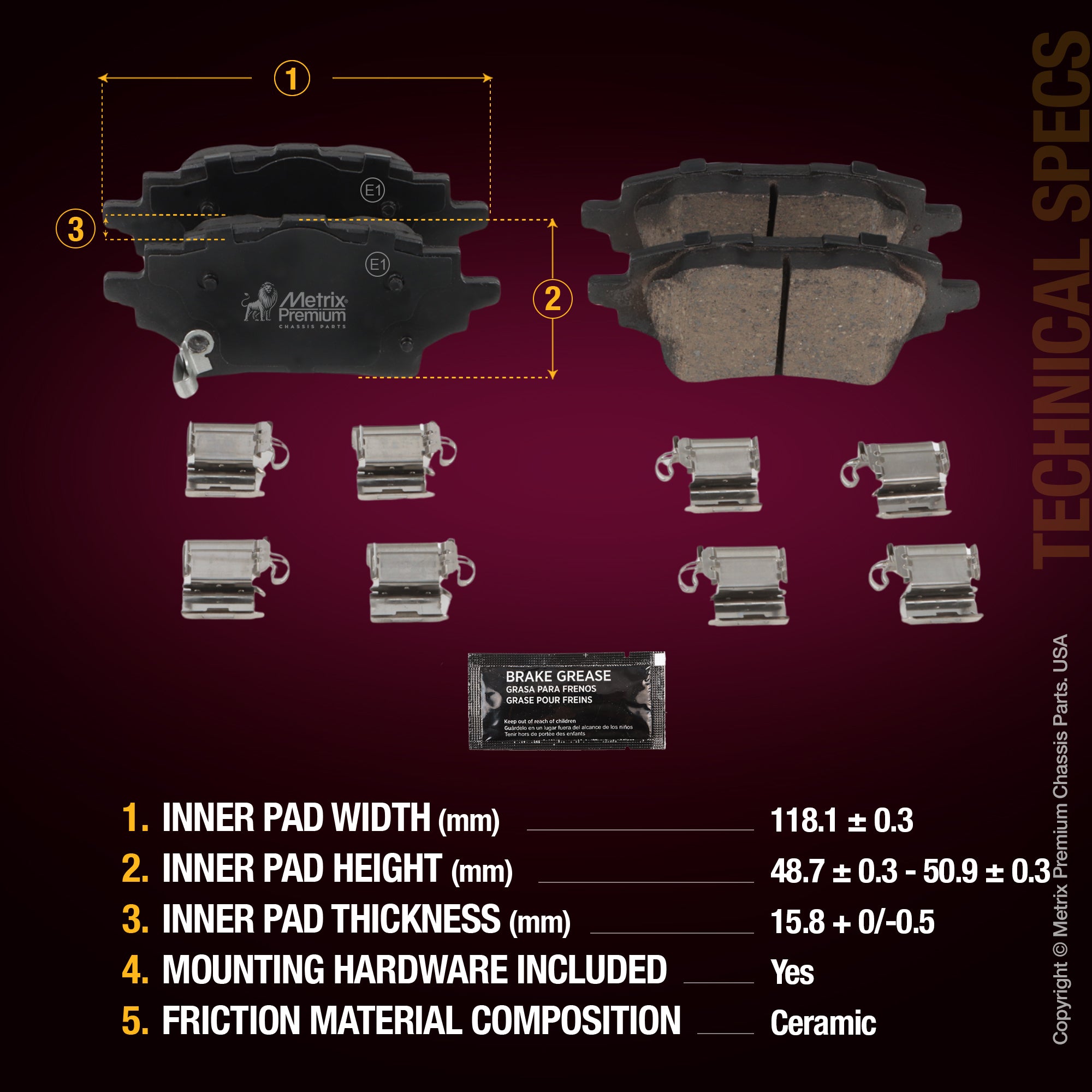 Metrix Premium Rear Disc Brake Pad Set 93916MC aftermarket car parts