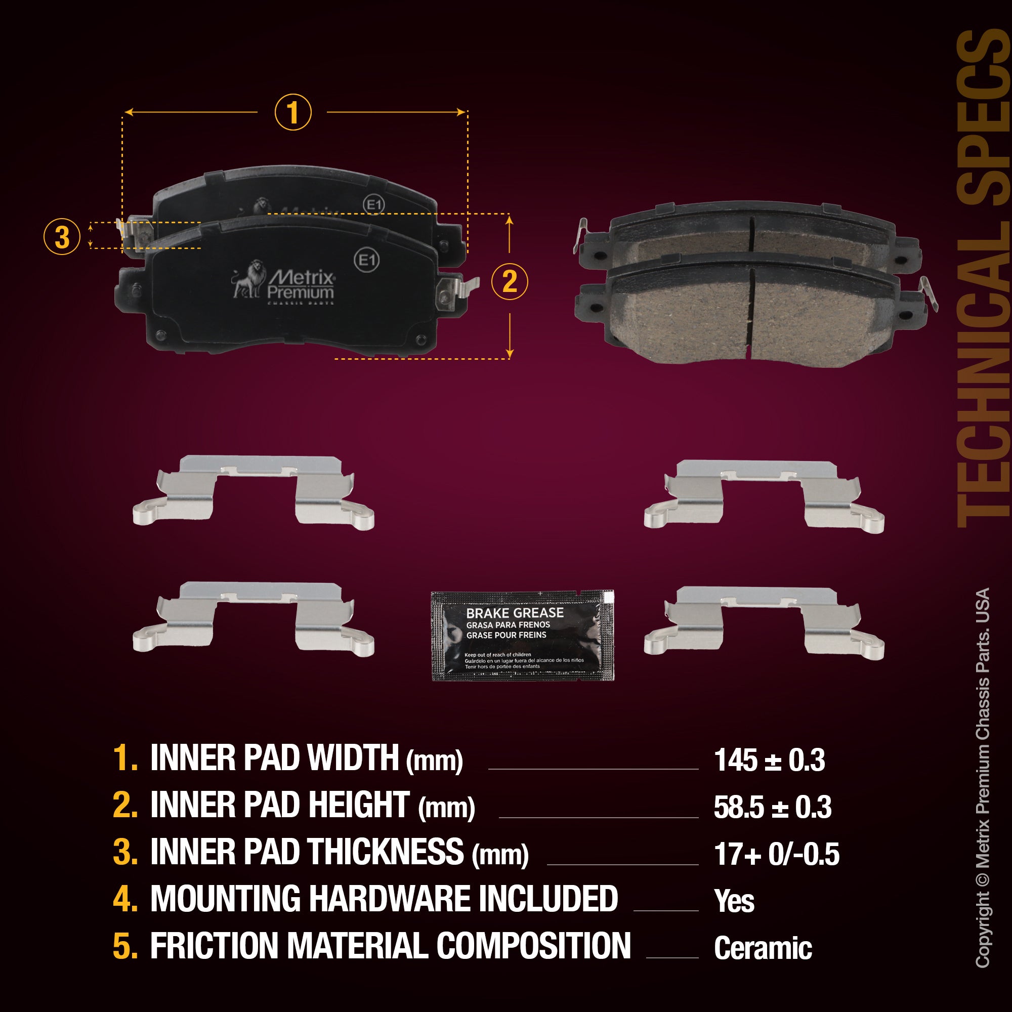 Metrix Premium Front Disc Brake Pad Set 93923MC aftermarket car parts