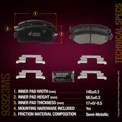 Metrix Premium Chassis Parts Front Disc Brake Pad Set 93923MS aftermarket car parts