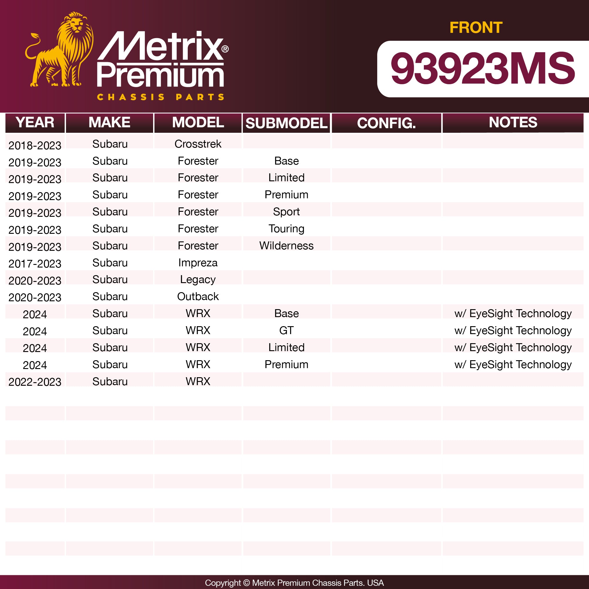 Metrix Premium Chassis Parts  suspension steering brake parts