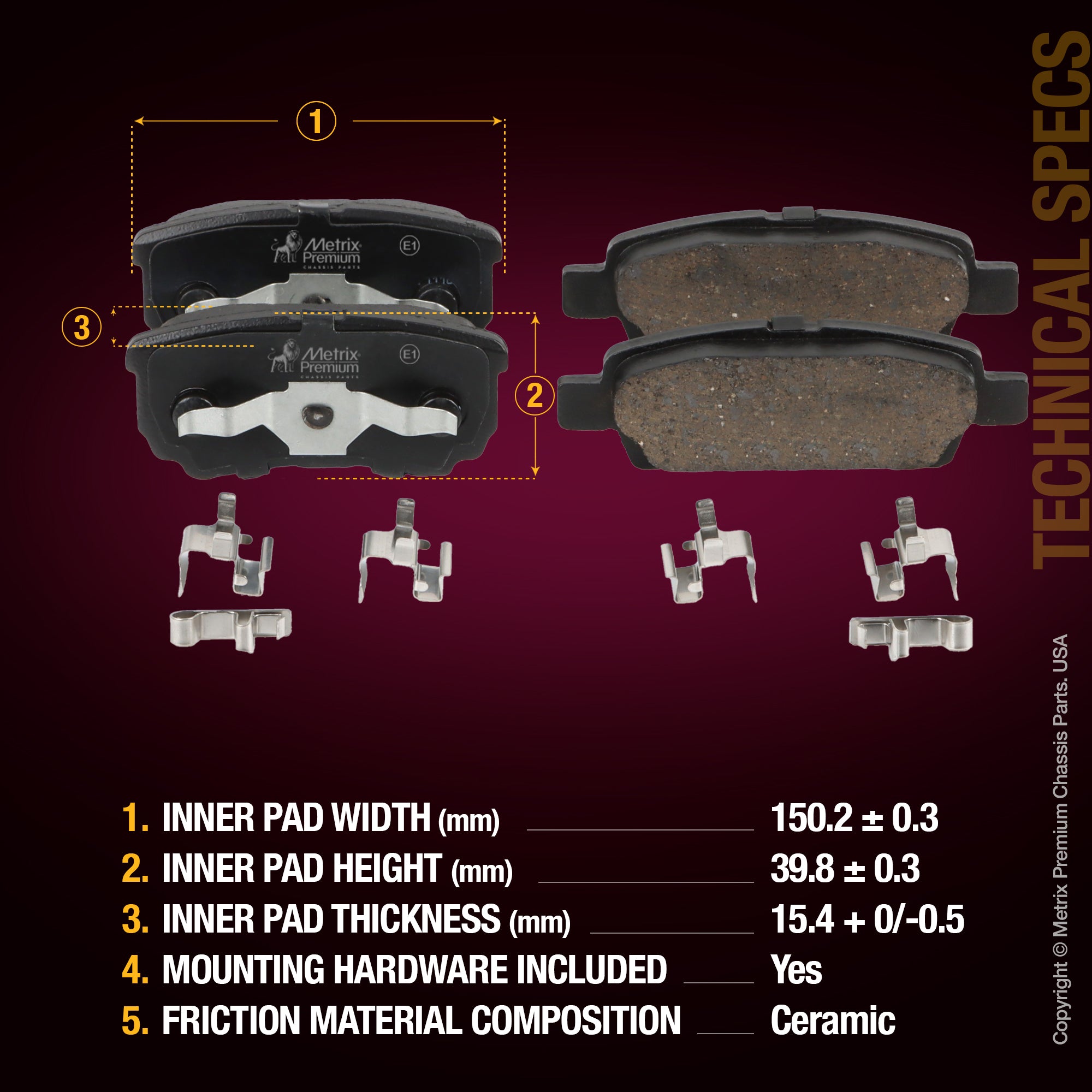 Metrix Premium Rear Disc Brake Pad Set 93925MC aftermarket car parts