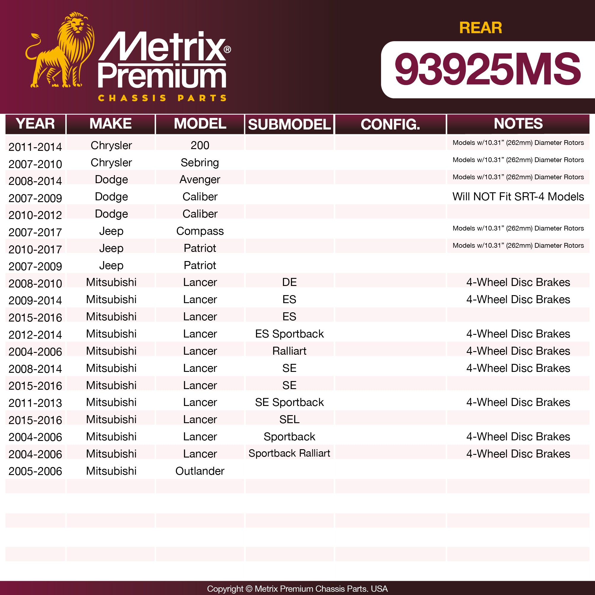Metrix Premium Chassis Parts  suspension steering brake parts