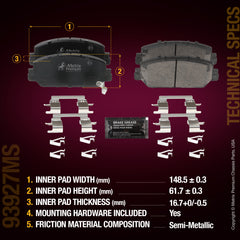 Metrix Premium Chassis Parts Front Disc Brake Pad Set 93927MS aftermarket car parts