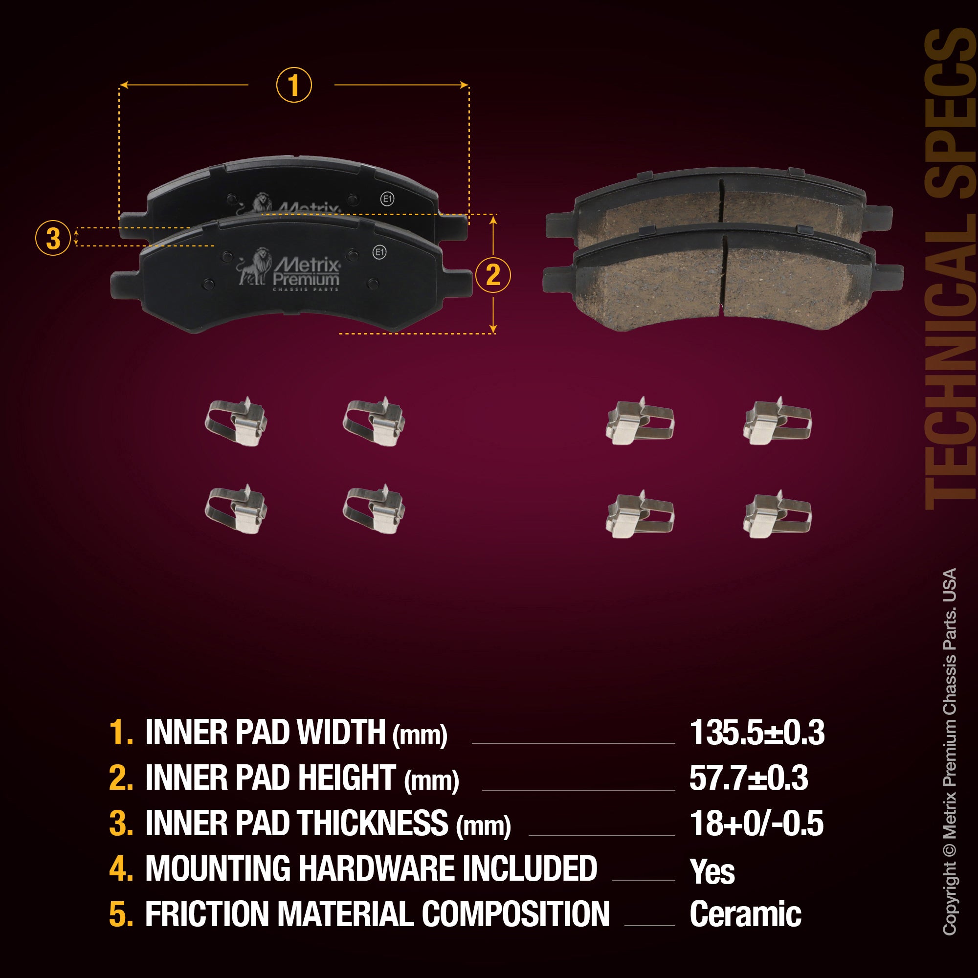Metrix Premium Front & Rear Brake Pad Kit 95815MT aftermarket car parts