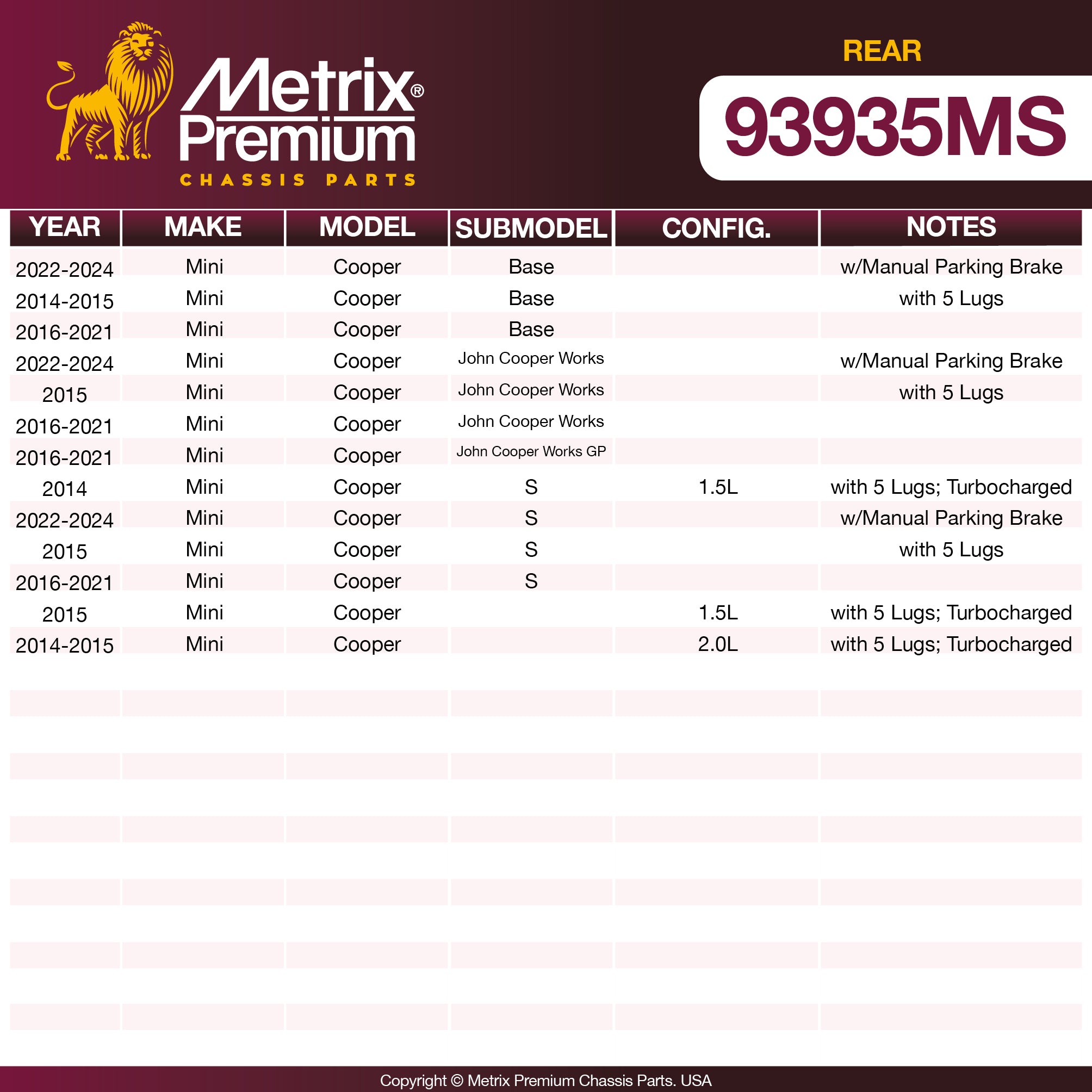 Metrix Premium Chassis Parts  suspension steering brake parts