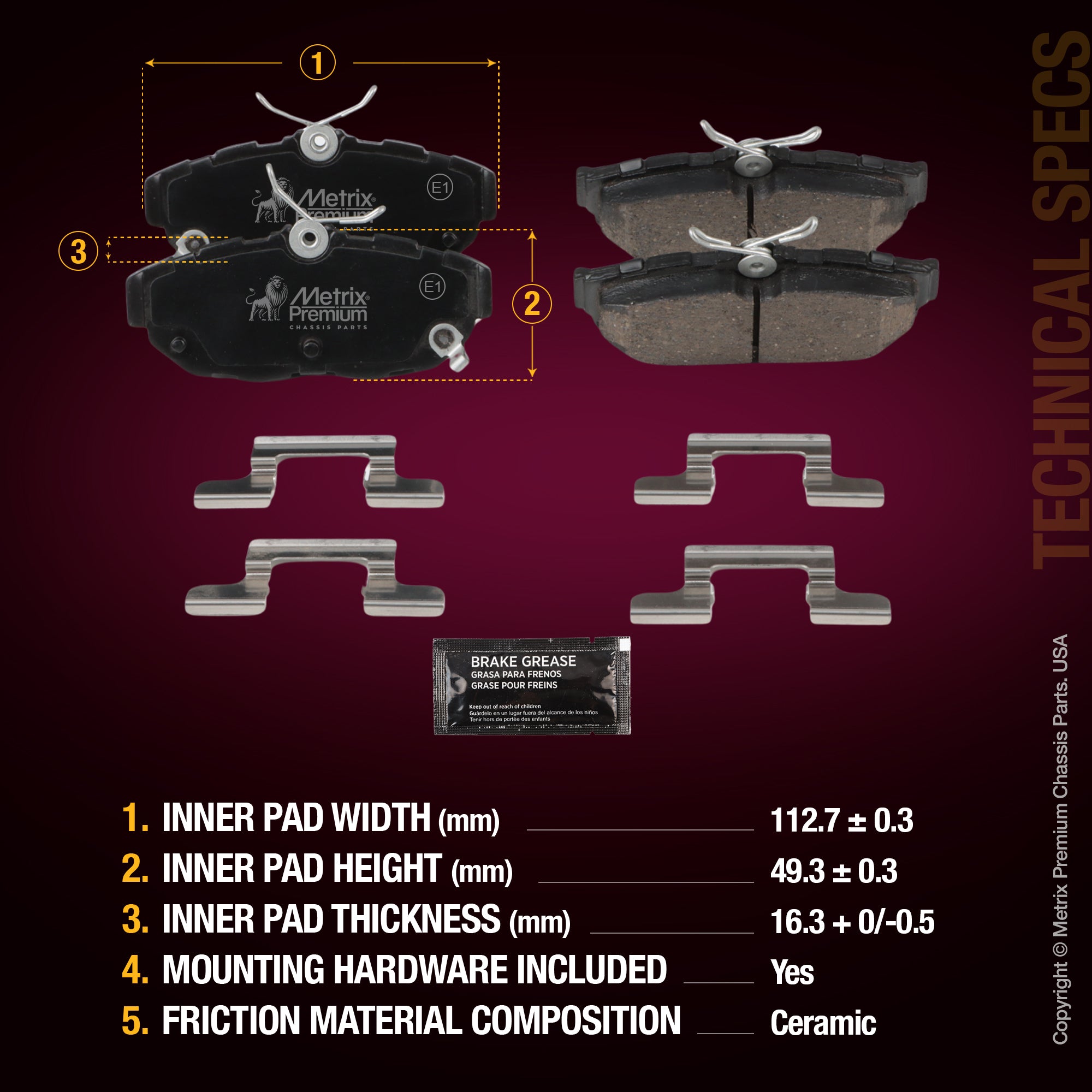 Metrix Premium Rear Disc Brake Pad Set 93937MC aftermarket car parts