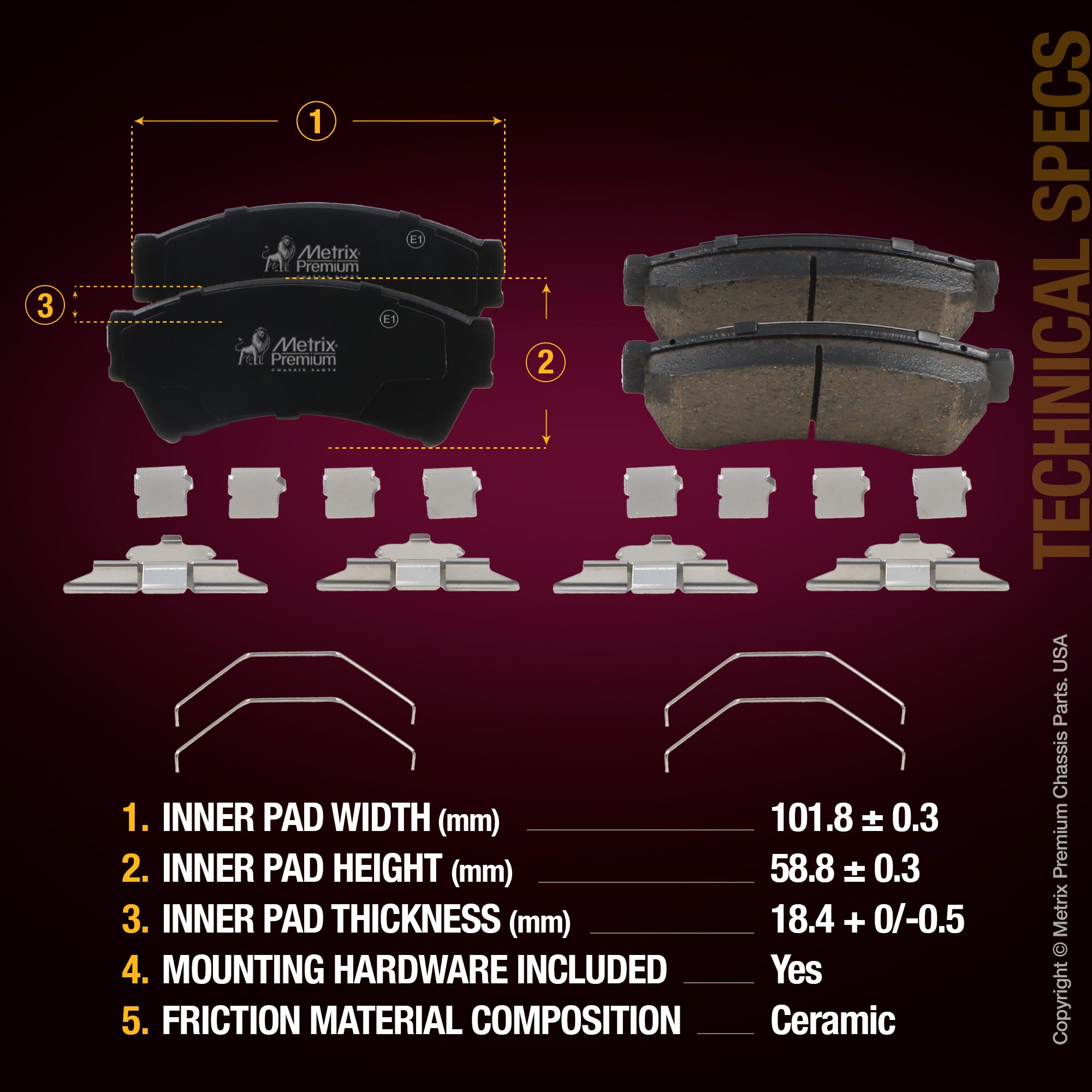 Metrix Premium Front Disc Brake Pad Set 93938MC aftermarket car parts