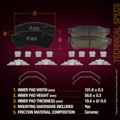 Metrix Premium Front Disc Brake Pad Set 93938MC aftermarket car parts