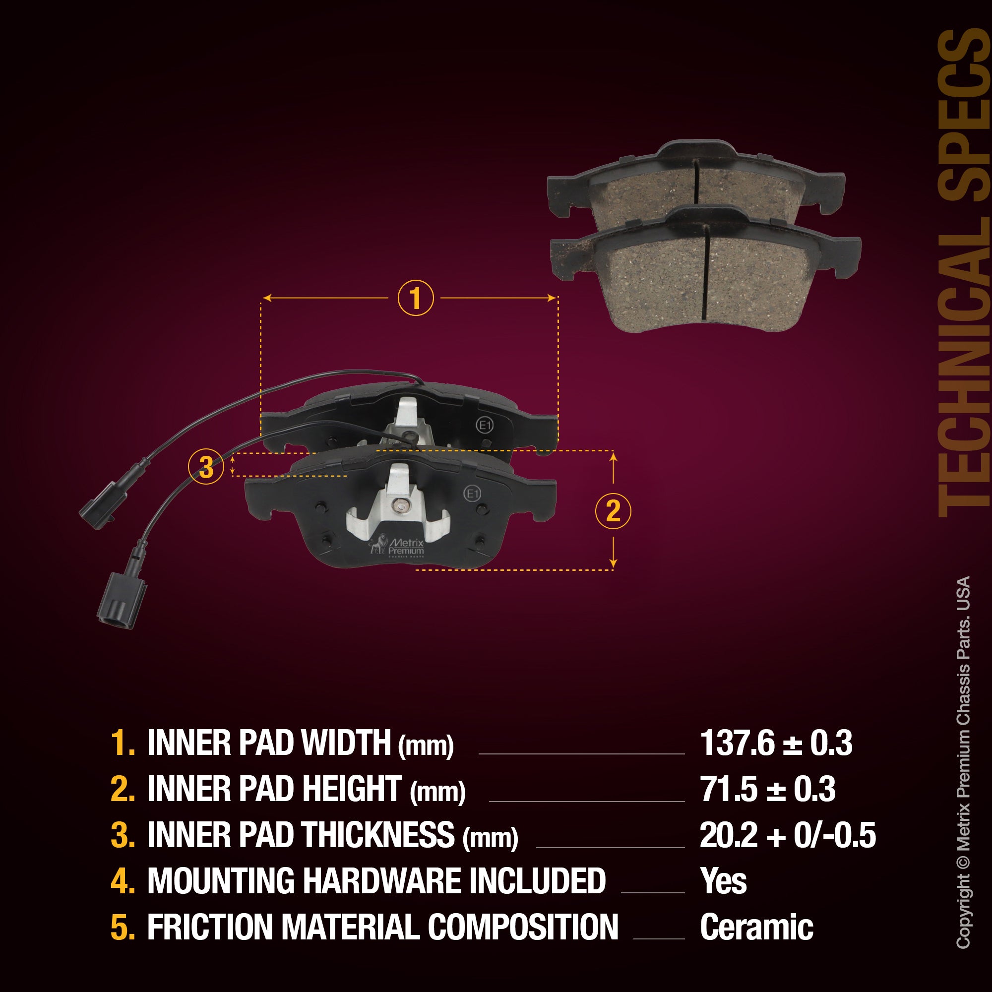 Metrix Premium Front Disc Brake Pad Set 93940MC aftermarket car parts