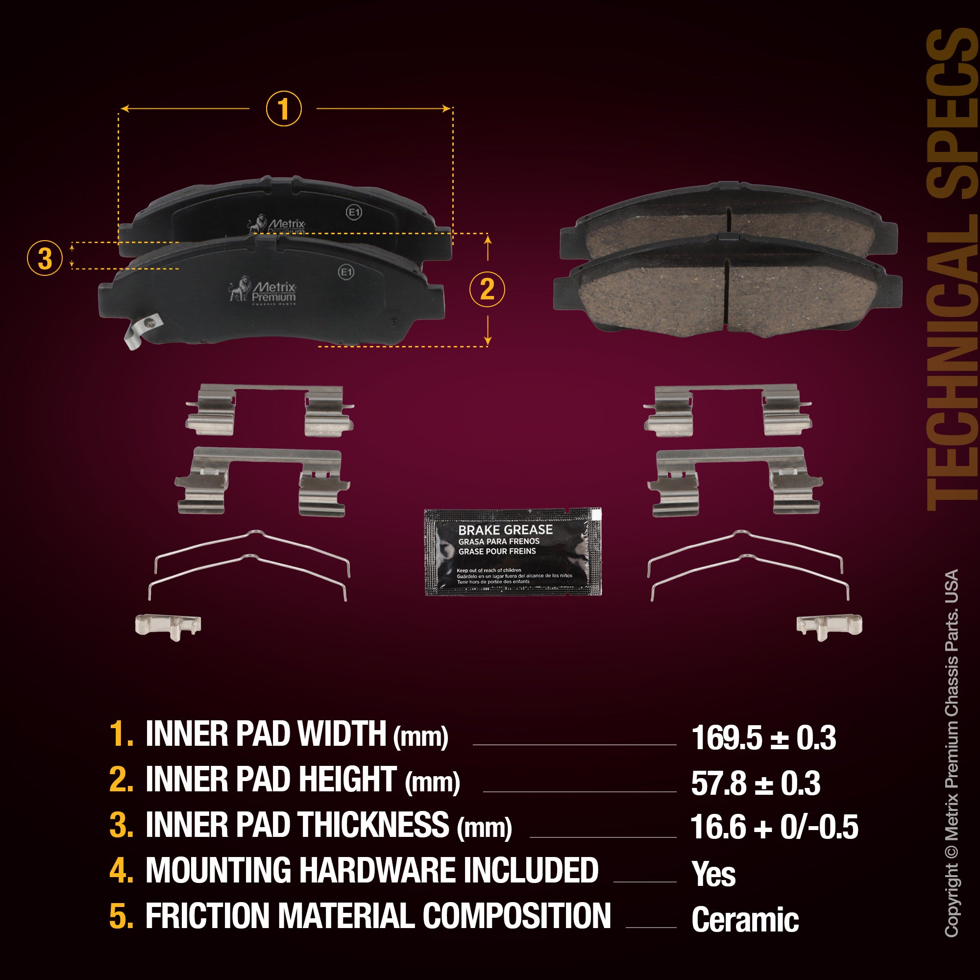 Metrix Premium Front Disc Brake Pad Set 93941MC aftermarket car parts