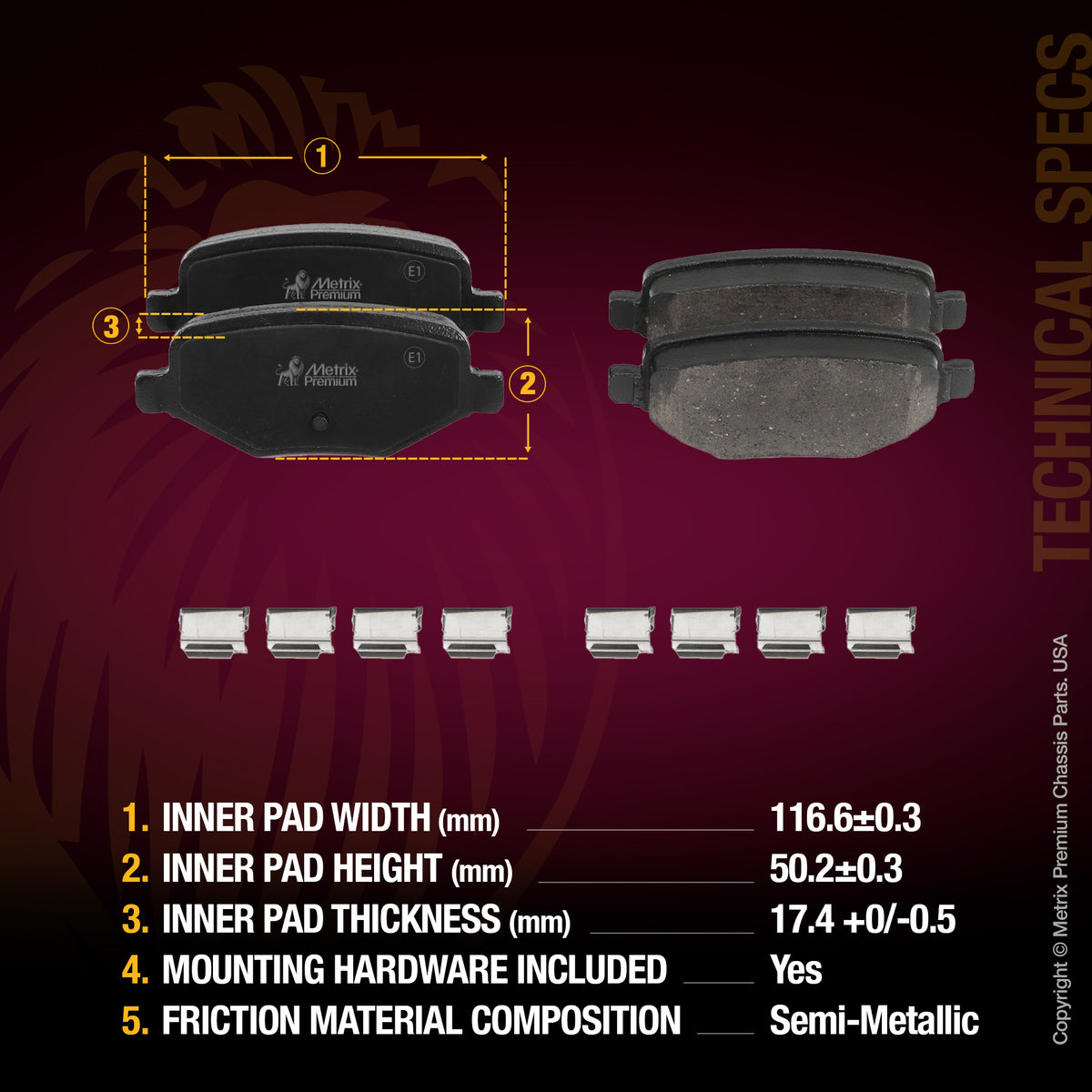 Metrix Premium 6 PC Front & Rear Brake Rotor & Semi-Metallic Disc Brake Pad Kit 95965MT Fitment