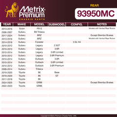 Metrix Premium Rear Disc Brake Pad Set 93950MC OEM fit spare parts