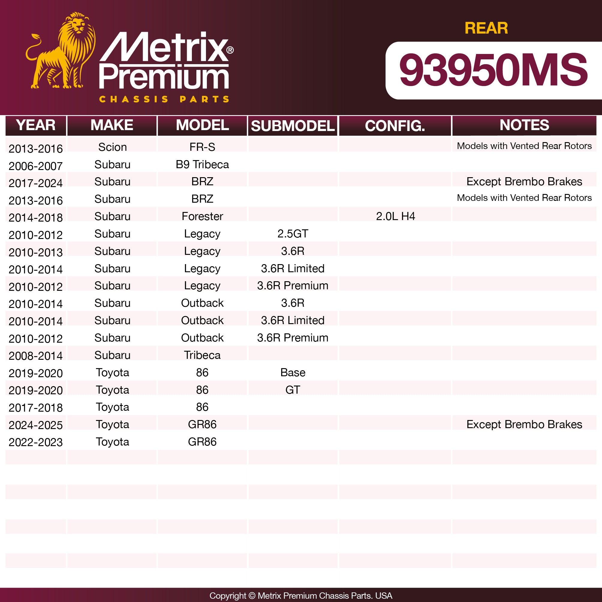 Metrix Premium Chassis Parts  suspension steering brake parts