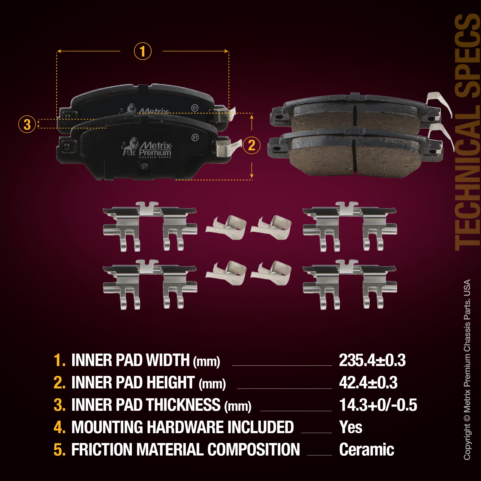 Metrix Premium Front & Rear Brake Pad Kit 95784MT suspension steering brake parts