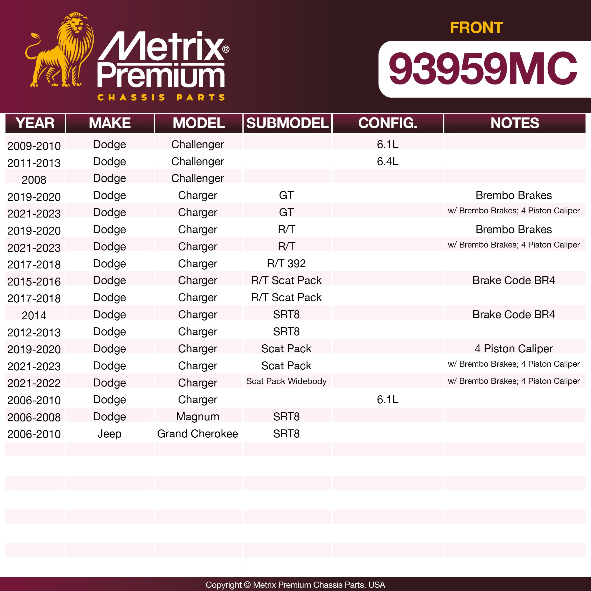 Metrix Premium Chassis Parts https://www.metrixpremium.com/FTP/BrakePAD/BRAKEPADLISTING/03-APRIL2026/93959MC/93959MC01.jpg high quality car parts