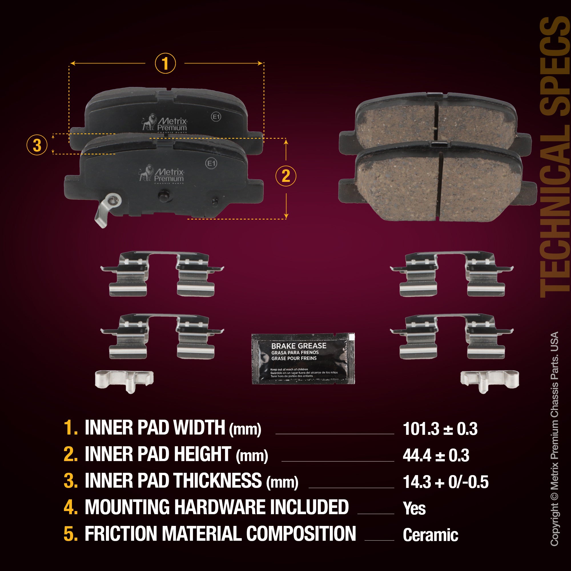Metrix Premium Rear Disc Brake Pad Set 93962MC aftermarket car parts