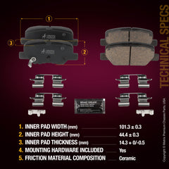 Metrix Premium Rear Disc Brake Pad Set 93962MC aftermarket car parts