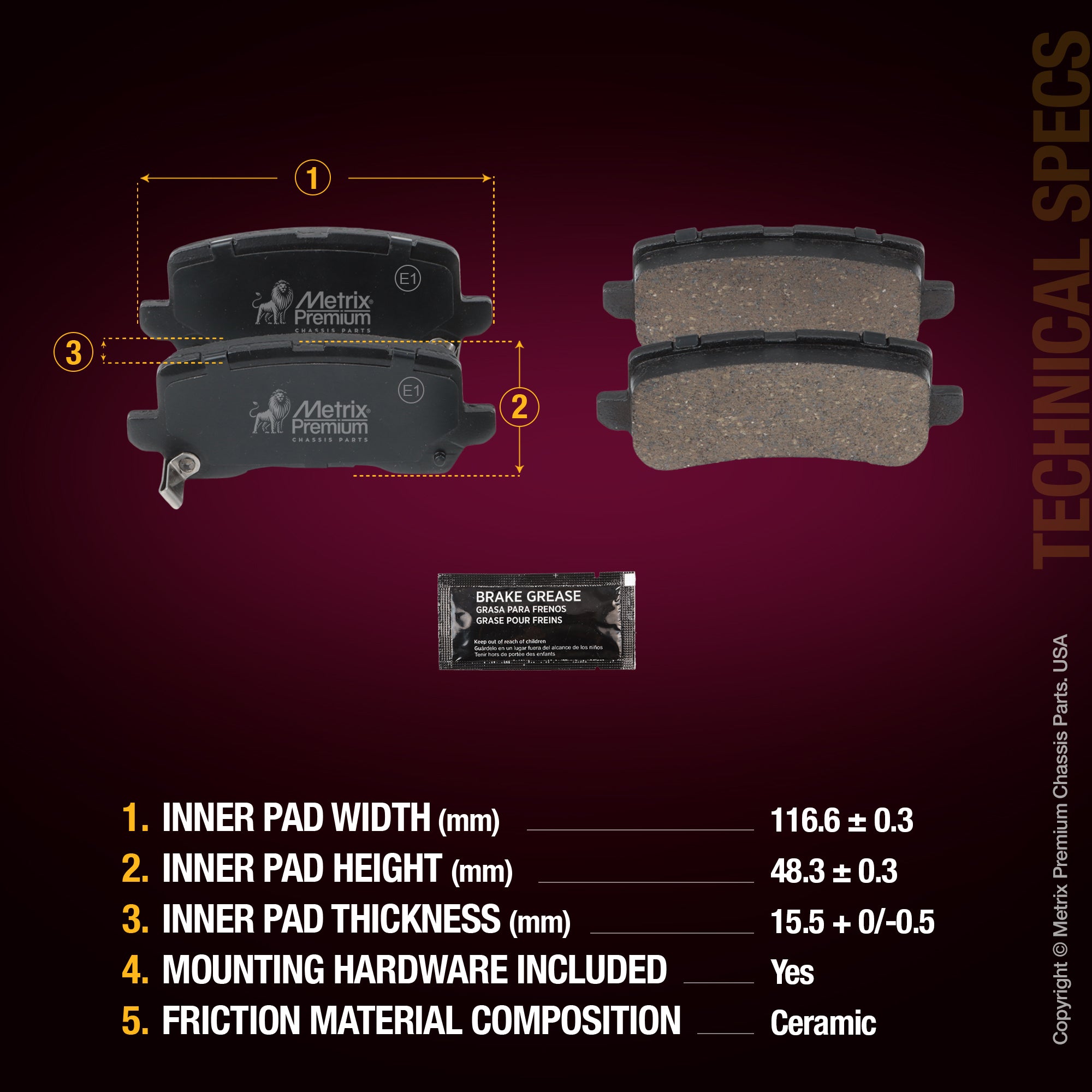 Metrix Premium Rear Disc Brake Pad Set 93963MC aftermarket car parts