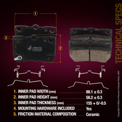 Metrix Premium Chassis Parts Rear Disc Brake Pad Set 93964MC OEM fit auto parts