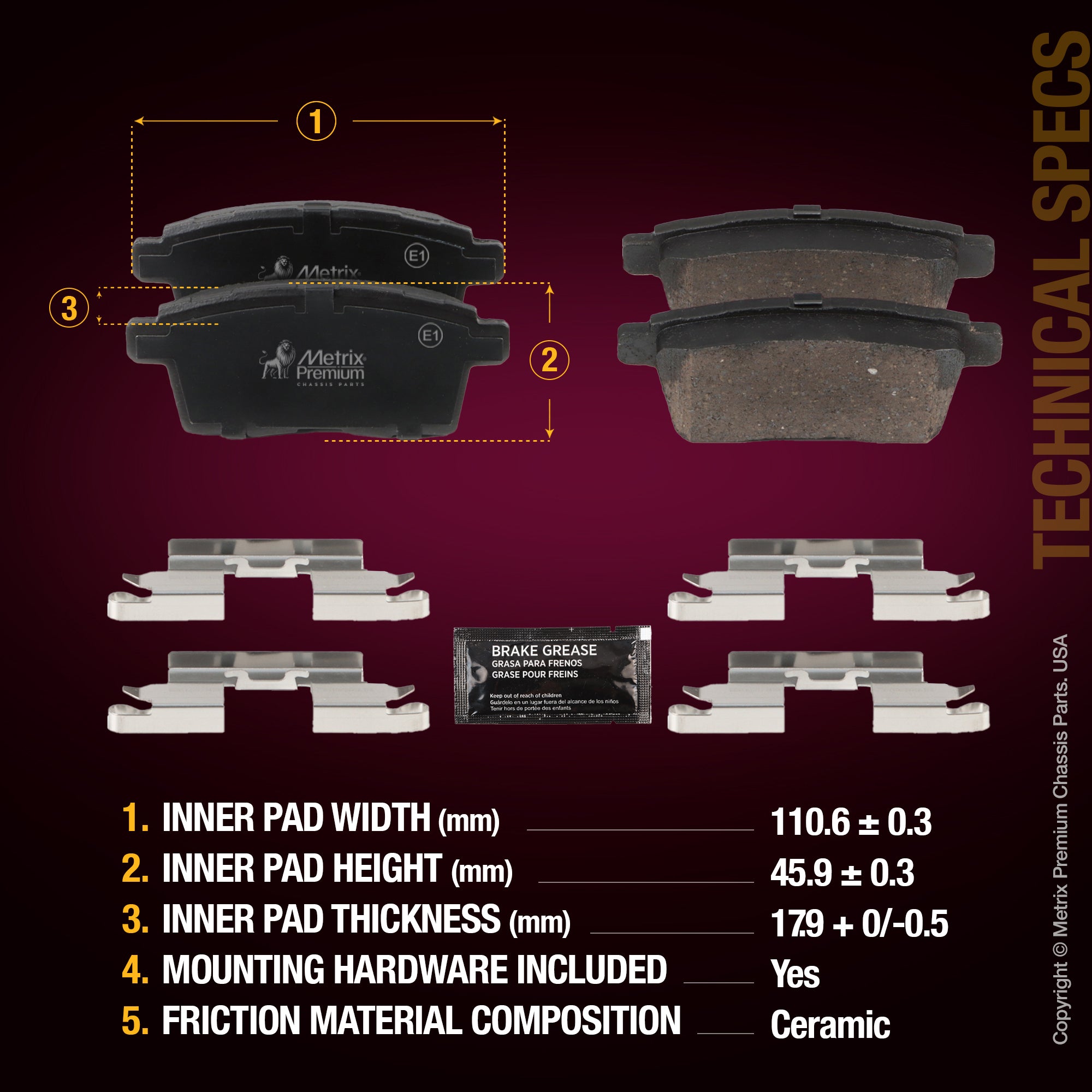 Metrix Premium Rear Disc Brake Pad Set 93966MC aftermarket car parts