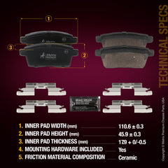 Metrix Premium Rear Disc Brake Pad Set 93966MC aftermarket car parts